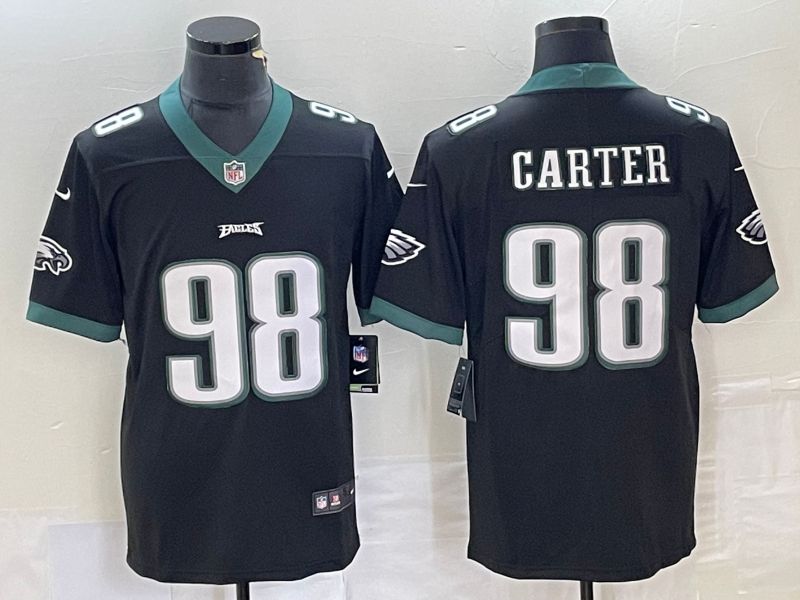 Men Philadelphia Eagles #98 Carter Black Nike Vapor Limited NFL Jersey style 1